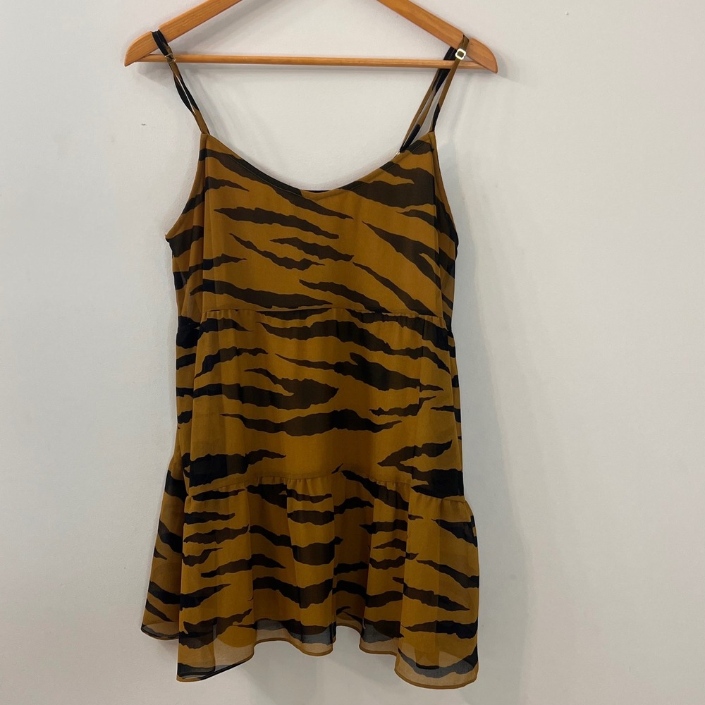 Show Me Your Mumu Caroline Mini Dress Small Tiger Print Mustard Yellow New